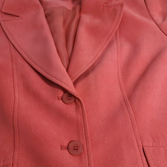 Laura Petite Blazer Size 6 Jacket Coral Three Button Double Breasted - Picture 5 of 9